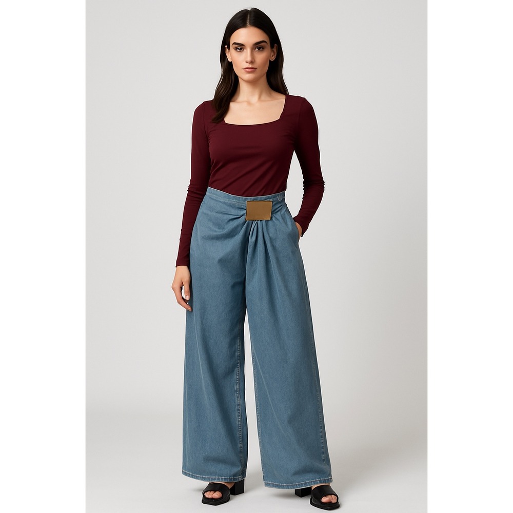 Micas Wide Leg Denim Pants‎  size S